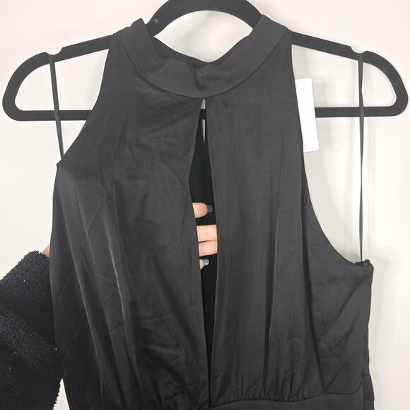 Good American Dress Womens 4 Black Satin Halter Midi Ruffle Evening Party Date - Picture 6 of 10